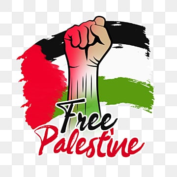 free palestine sticker label with hand and flag PNG