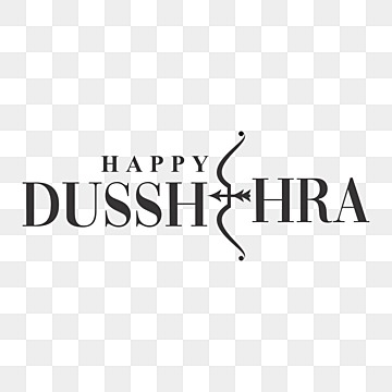 happy dussehra indian festival typography black and white PNG