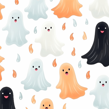 seamless pattern with cute ghosts pattern for halloween, Witch Broom, Halloween Witch, Halloween Doodle PNG Image and Clipart