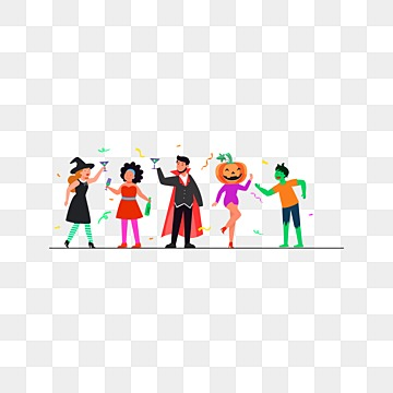 vector illustration happy halloween  trick or treat  celebration with the characters for party invitation, Party, Dance trick or treat vector png images